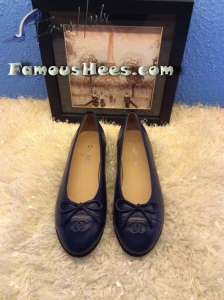 Classic flat dark blue leather